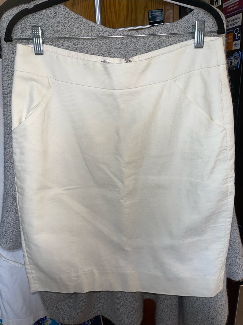J. Crew White The Pencil Skirt - Double Serge Cotton Size 10